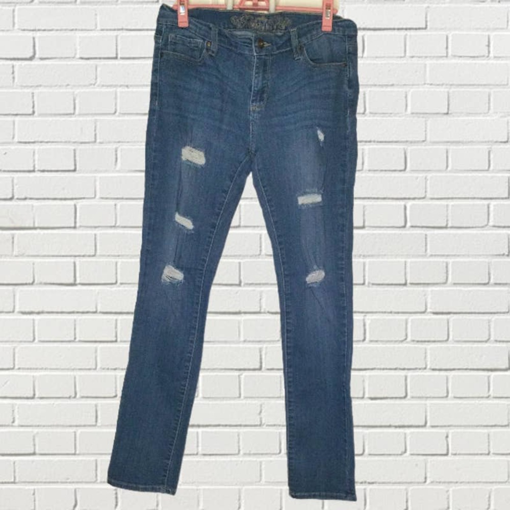 WAX jeans Distressed Jrs 9 Skinny Straight Leg